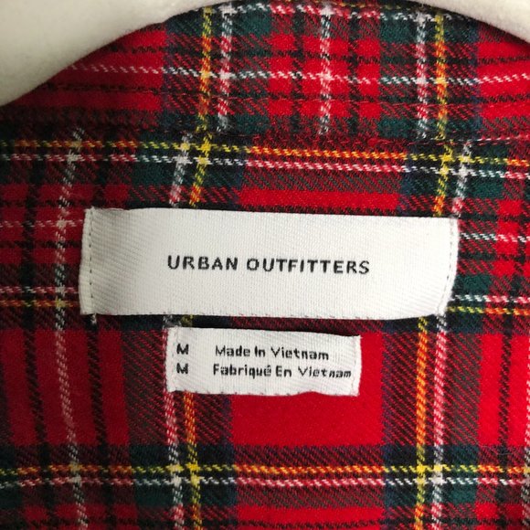 Urban Outfitters Red Cotton Plaid Flannel Button Down Shirt Autumn Fall Fashion - Picture 2 of 9